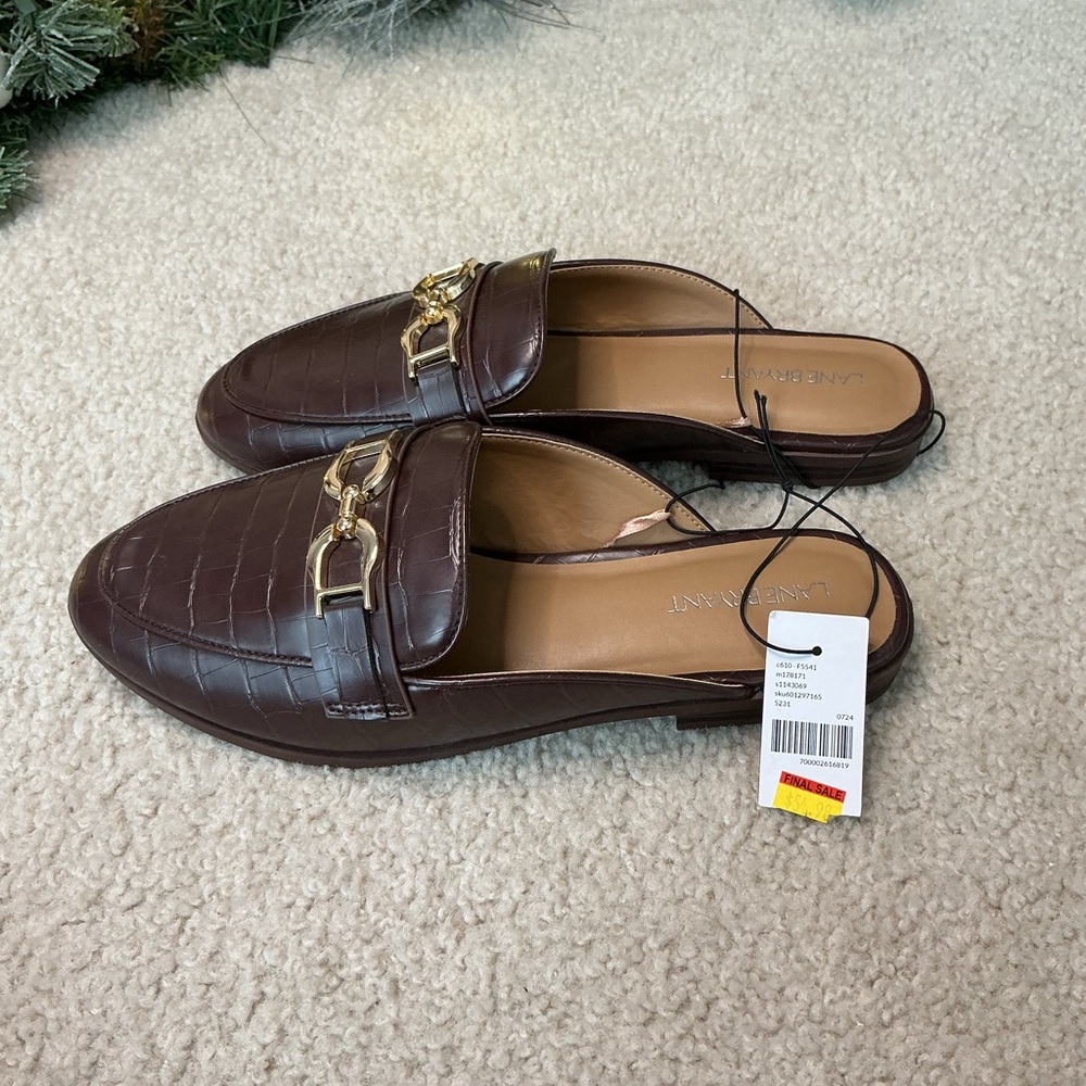 Lane Bryant Brown Loafers with Gold Buckle
